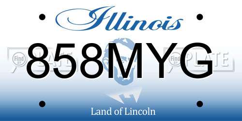 858MYG Illinois License Plate
