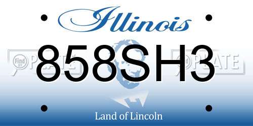 858SH3 Illinois License Plate