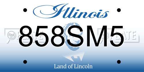 858SM5 Illinois License Plate