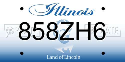 858ZH6 Illinois License Plate