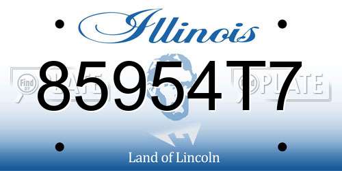 85954T7 Illinois License Plate