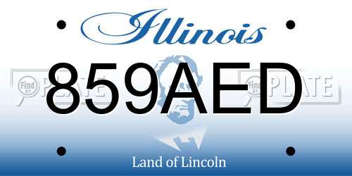 859AED Illinois License Plate