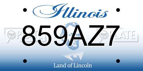 859AZ7 Illinois License Plate