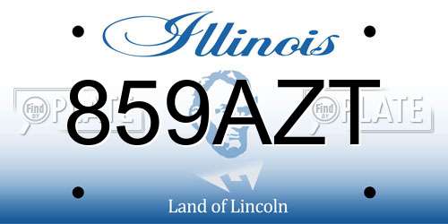 859AZT Illinois License Plate