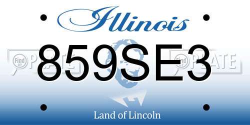 859SE3 Illinois License Plate