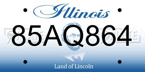 85AQ864 Illinois License Plate