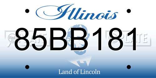 85BB181 Illinois License Plate