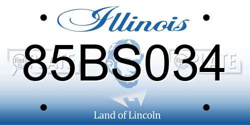 85BS034 Illinois License Plate