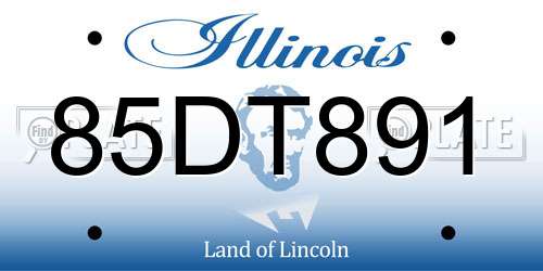 85DT891 Illinois License Plate