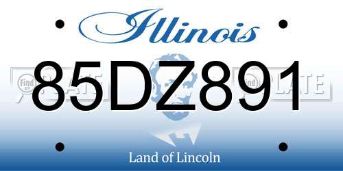 85DZ891 Illinois License Plate