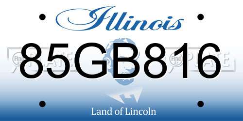 85GB816 Illinois License Plate