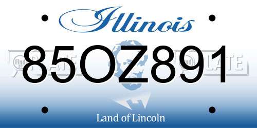 85OZ891 Illinois License Plate