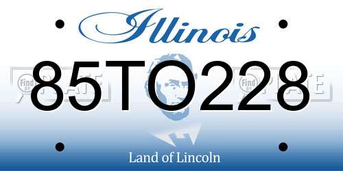 85TO228 Illinois License Plate