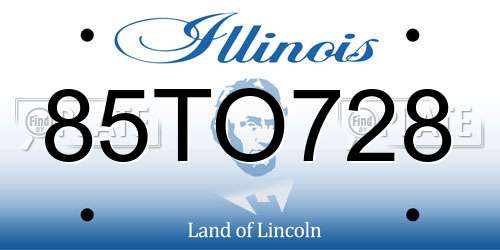 85TO728 Illinois License Plate