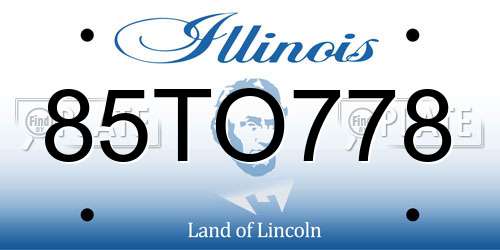 85TO778 Illinois License Plate