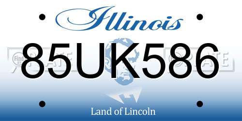 85UK586 Illinois License Plate