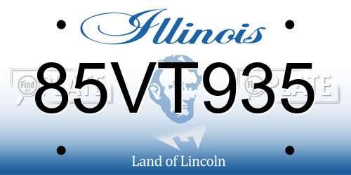 85VT935 Illinois License Plate