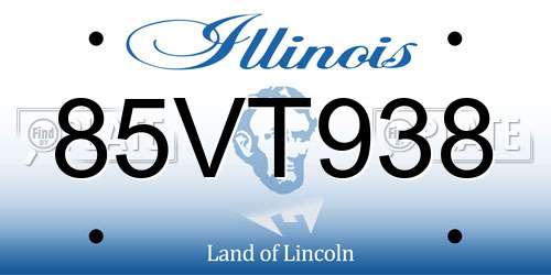 85VT938 Illinois License Plate