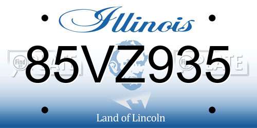85VZ935 Illinois License Plate