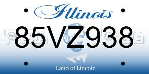 85VZ938 Illinois License Plate