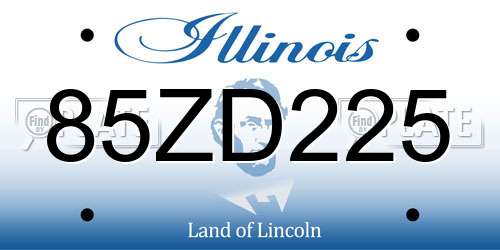 85ZD225 Illinois License Plate