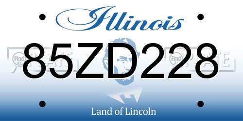 85ZD228 Illinois License Plate