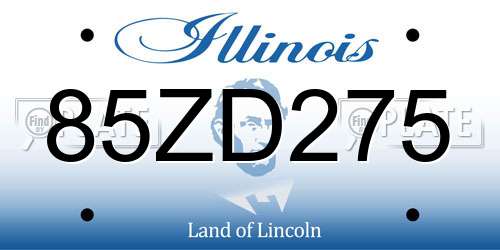 85ZD275 Illinois License Plate