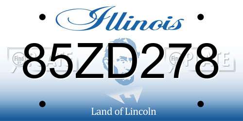 85ZD278 Illinois License Plate
