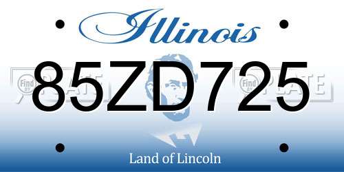 85ZD725 Illinois License Plate