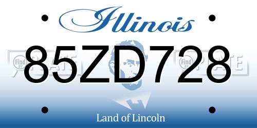 85ZD728 Illinois License Plate