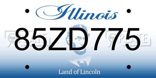 85ZD775 Illinois License Plate