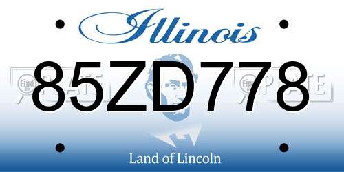 85ZD778 Illinois License Plate