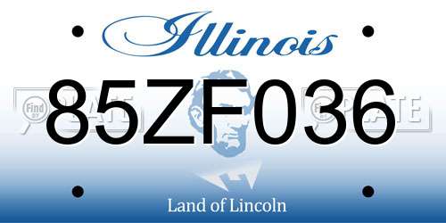 85ZF036 Illinois License Plate