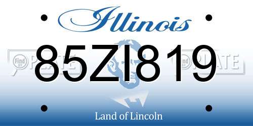 85ZI819 Illinois License Plate
