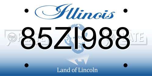 85ZI988 Illinois License Plate
