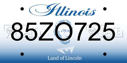85ZO725 Illinois License Plate