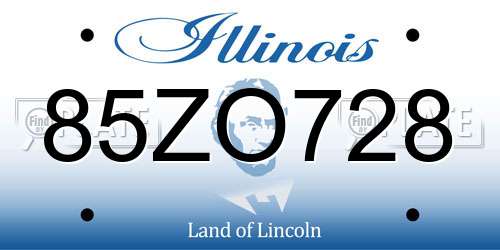85ZO728 Illinois License Plate