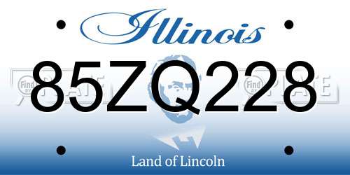 85ZQ228 Illinois License Plate