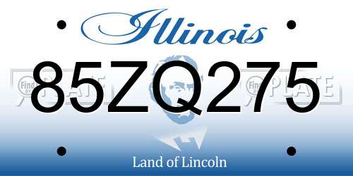 85ZQ275 Illinois License Plate