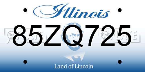 85ZQ725 Illinois License Plate