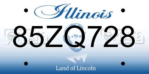 85ZQ728 Illinois License Plate