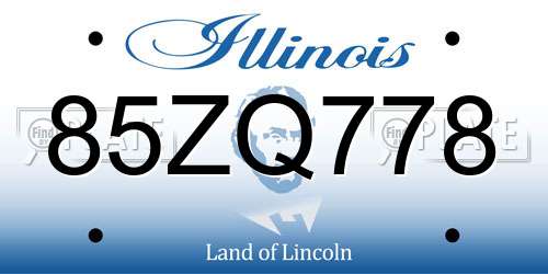 85ZQ778 Illinois License Plate