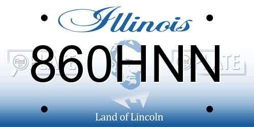 860HNN Illinois License Plate