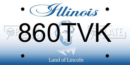 860TVK Illinois License Plate