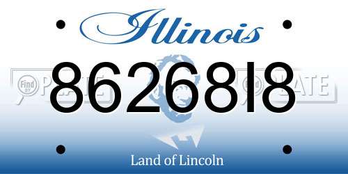 86268I8 Illinois License Plate