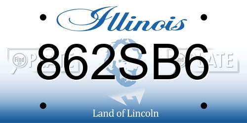 862SB6 Illinois License Plate