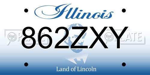 862ZXY Illinois License Plate