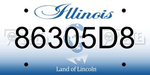 86305D8 Illinois License Plate