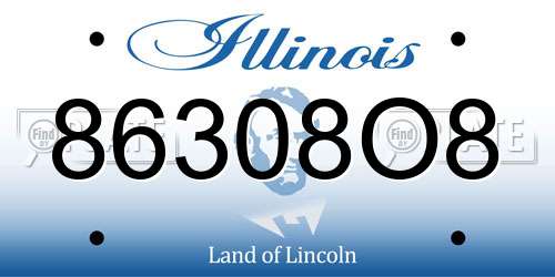 86308O8 Illinois License Plate