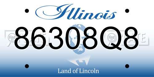 86308Q8 Illinois License Plate